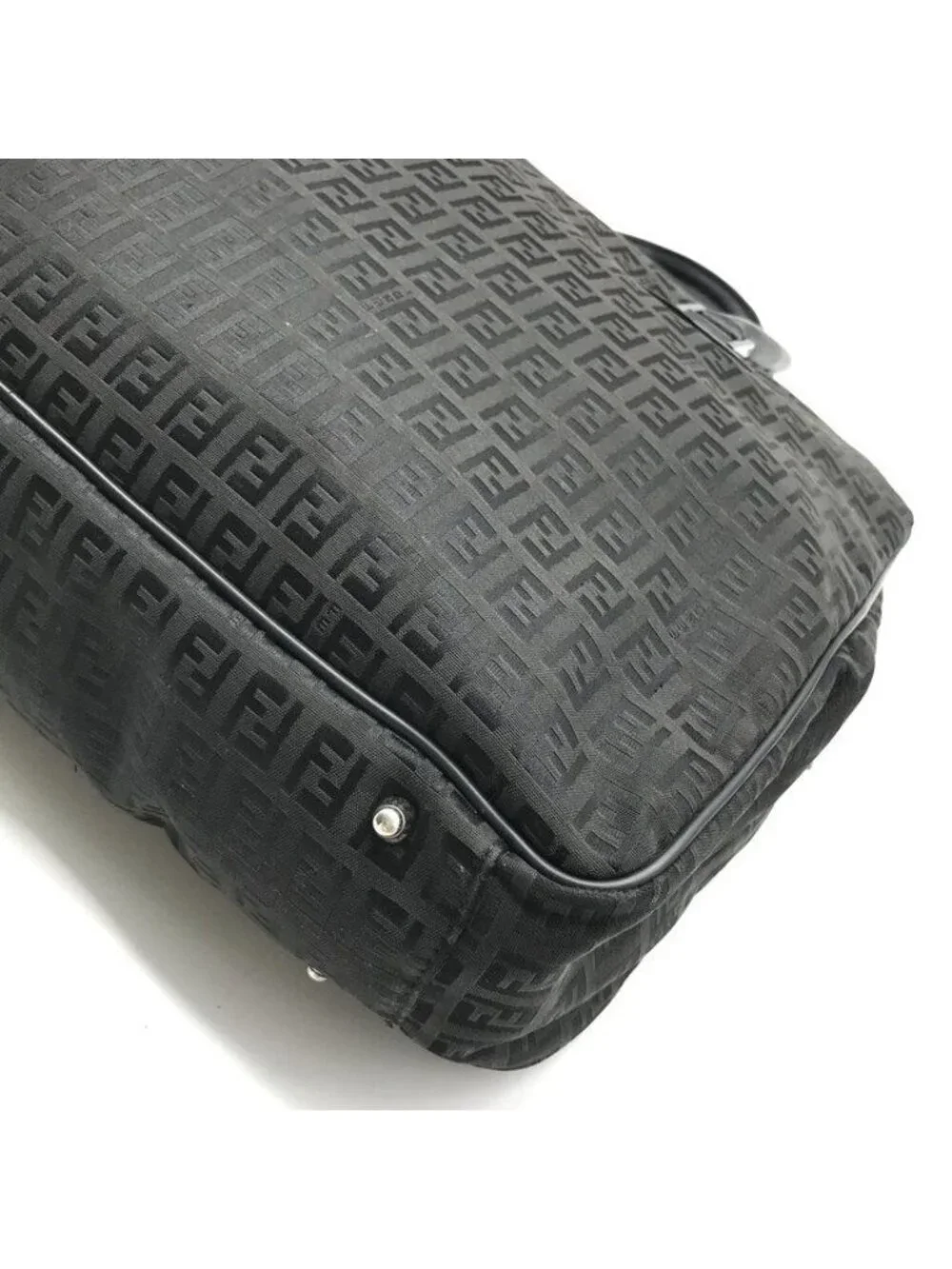 Fendi Zucchino Nylon Canvas Business Hand Bag Black